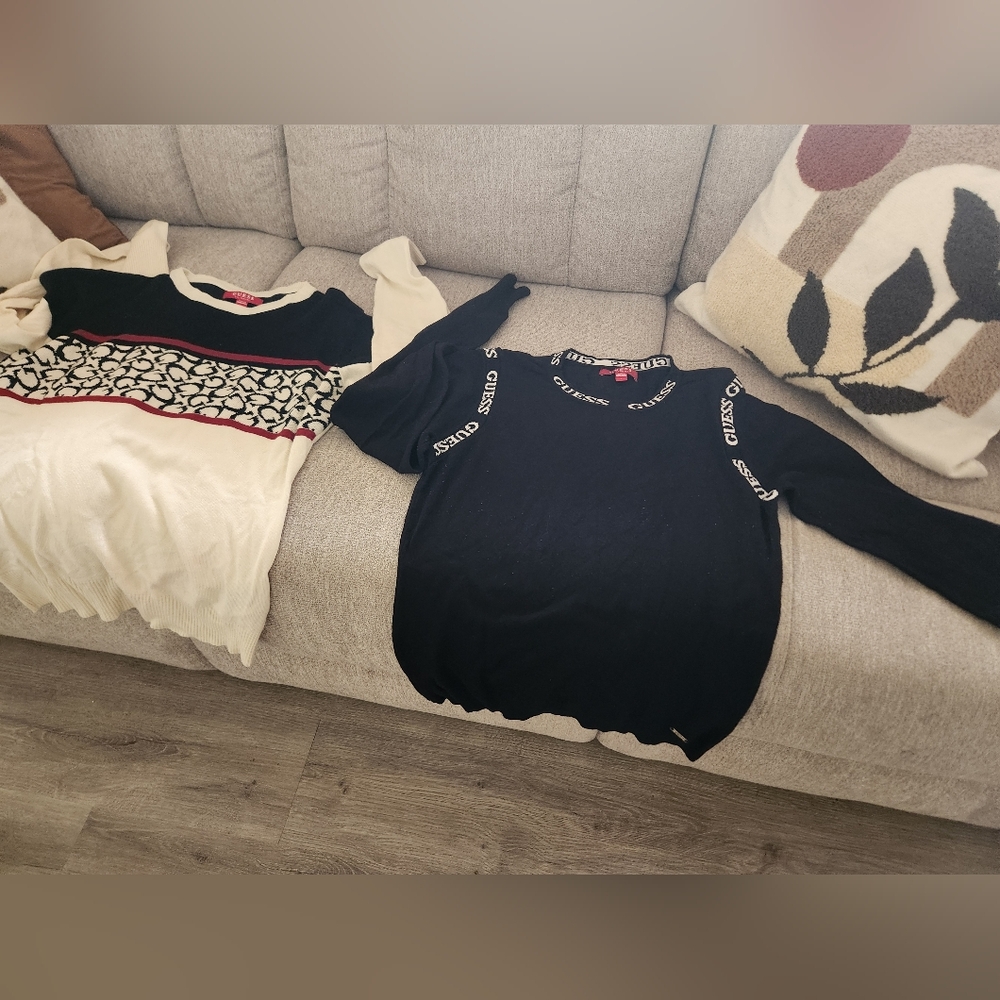 Guess Black Logo-Accent Crewneck Sweater Set SzL